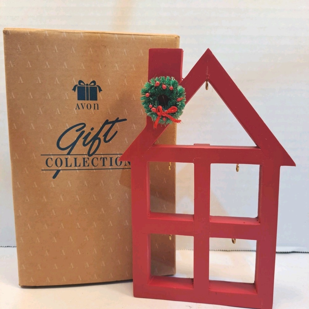 Avon Gift Collection A Merry Little Christmas Hanging Display Stand Red House